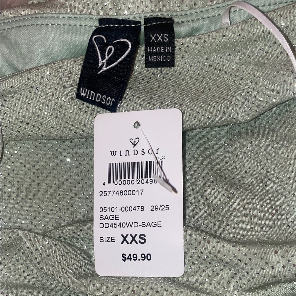 Strapless Light Green Ruffle Dress sparkle - Picture 5 of 6